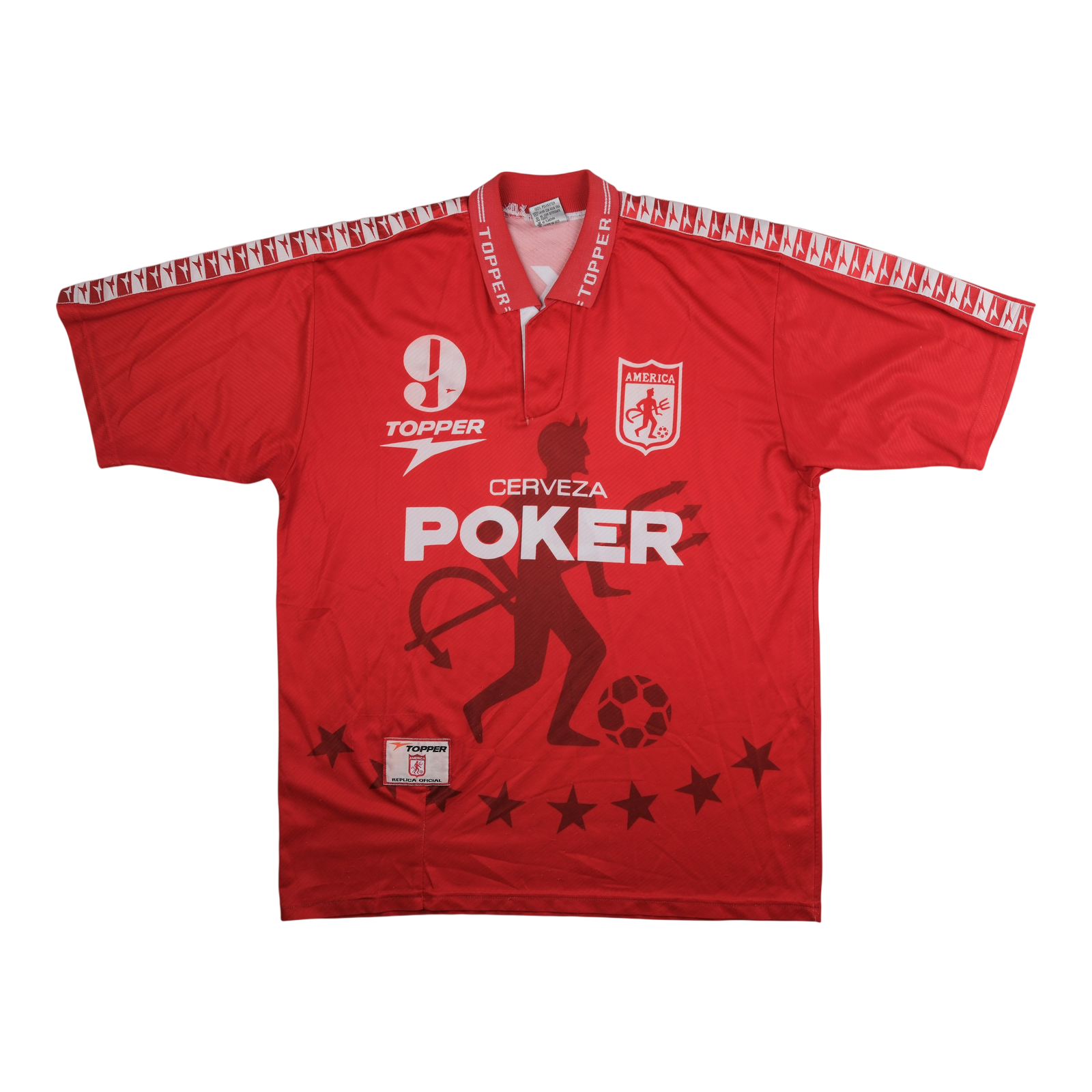 América de Cali 1997-99 Home Shirt (#9) — vintage football shirt, front