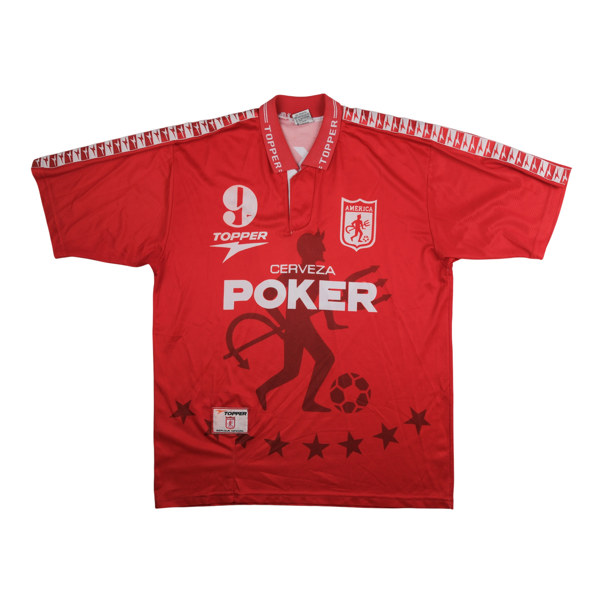 América de Cali 1997-99 Home Shirt (#9) — vintage football shirt, front